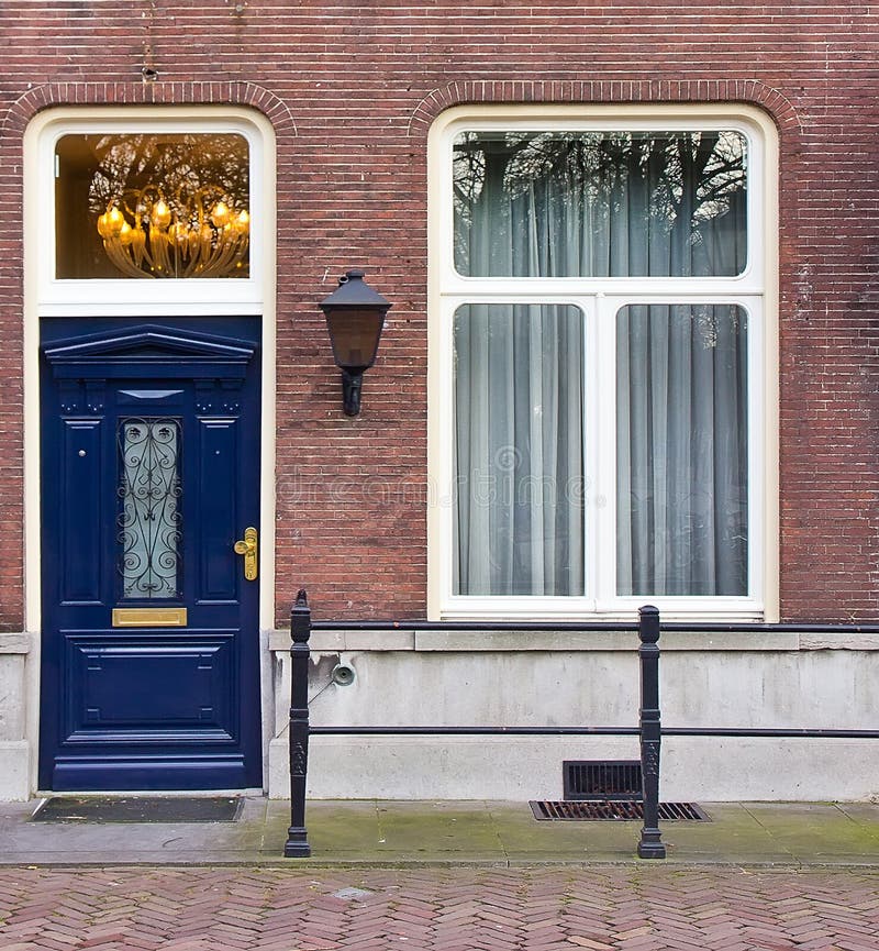 Townhouse Entrance Front Door. Dutch Townhouse Entrance Front Door in The Hague, Netherlands royalty free stock images